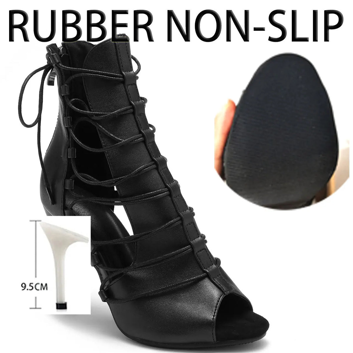 Women High Quality Black Heels Party Stilettos Jazz Dance Ballroom Suede Sole Customizable Latin Dancing Booties Plus Size