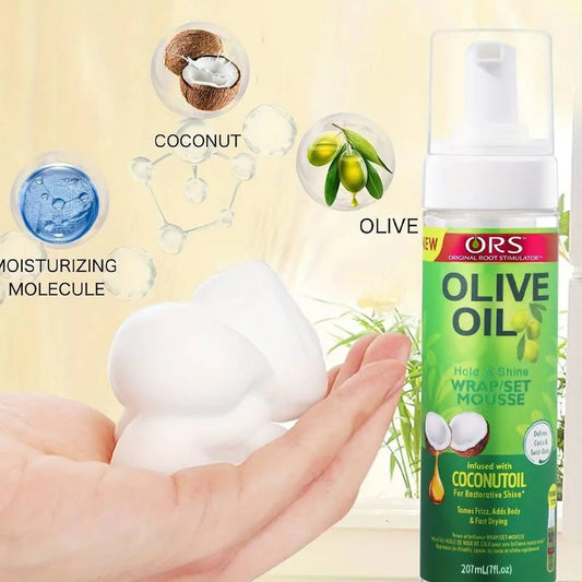 Curly Hair Mousse(207ml) For Wigs Strong Hold Olive Oil Hair Styling Mousse Anti-Frizz Hair Foam Mousse For Styling Hair Women
