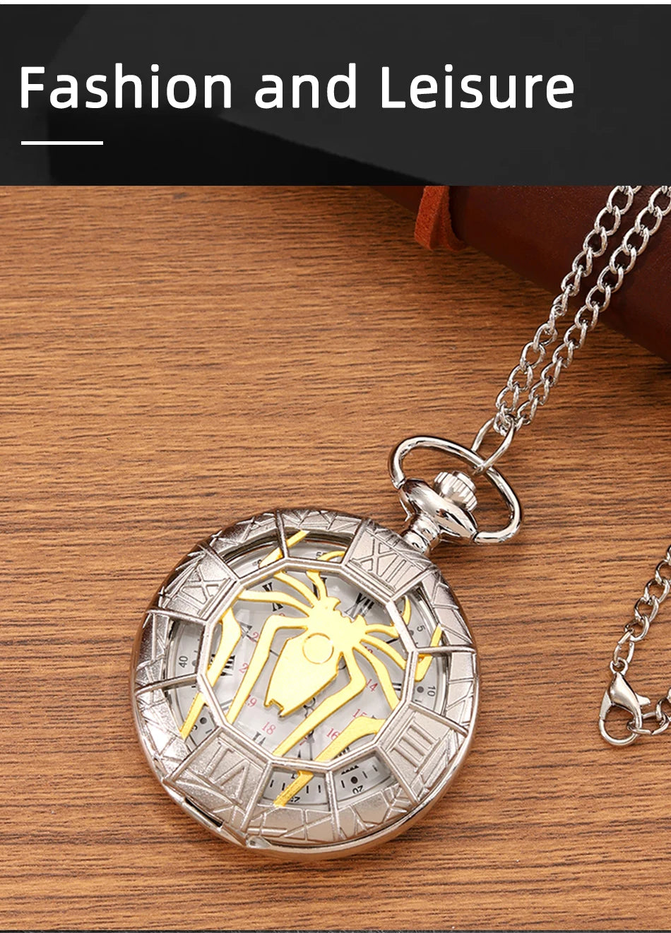 Fashion New Vintage Relief Carved And Hollowed Out Roman Flip Style Pocket Watch On Chain Pendant Clock Chain Mens Women
