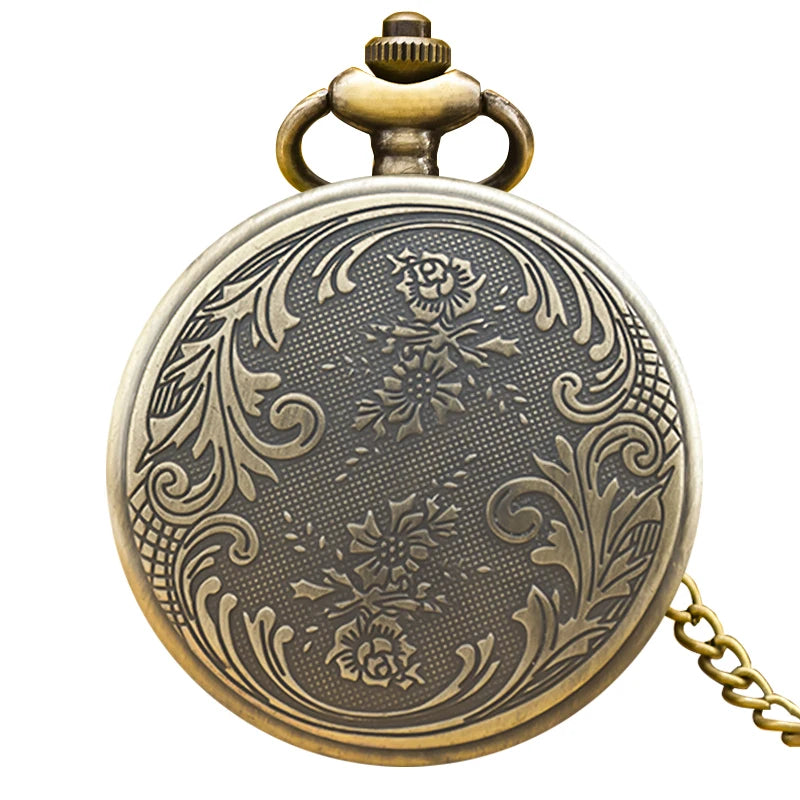 Retro Charm Neutral Fashion Textuable Quartz Pocket Watch Steampunk Men's and Women's Necklace Pendant Gift