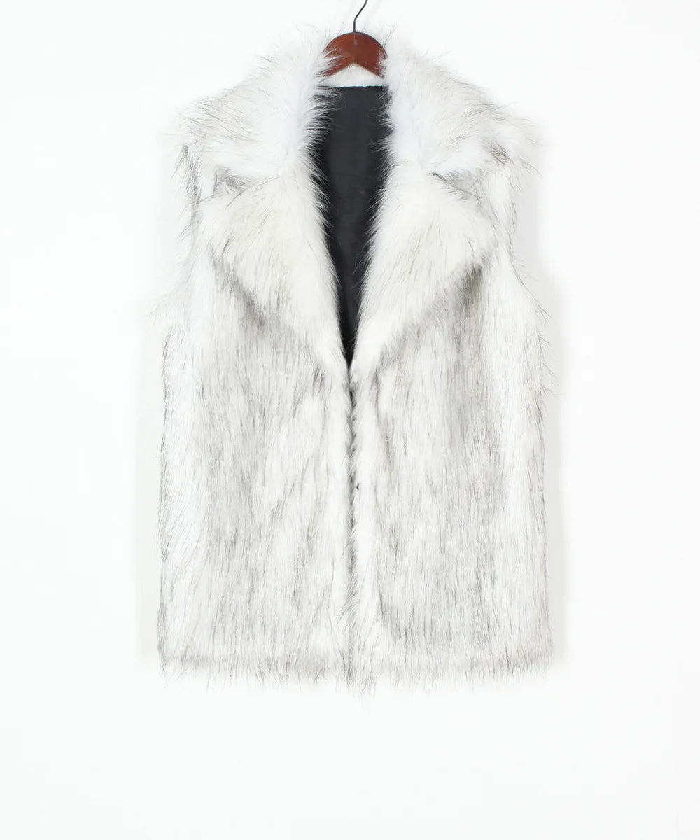 VigoCasey 2026 Autumn Winter Sleeveless Thick Faux Fur Vest Coat Woman Khaki Plush Warm Waistcoat Lady Casual Fluffy Vest Jacket