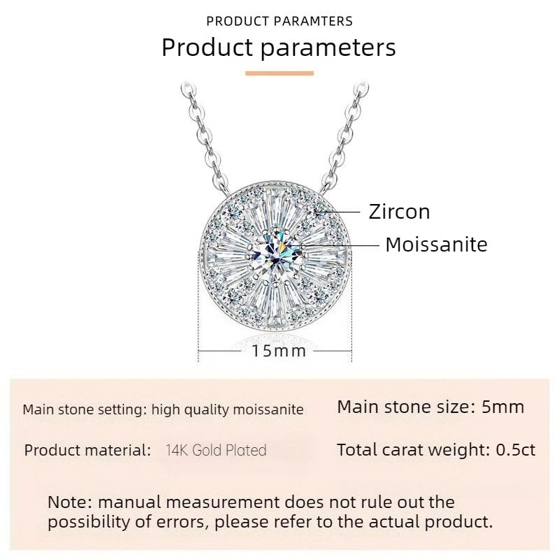 5mm Moissanite Diamond Necklace Round Light Luxury Pendant Chain for Women D Color VVS1 Exquisite Wedding Party Jewelry Gift