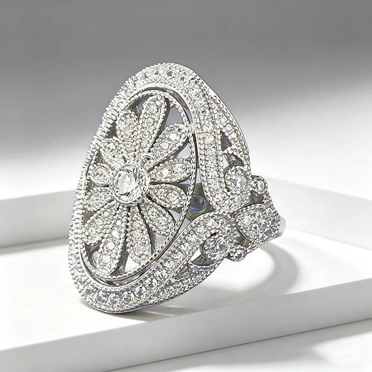 Luxury 18K white Solid Platinum PT950 certifid Full-cut moissanite ring handmade women's ring sets for womendesig