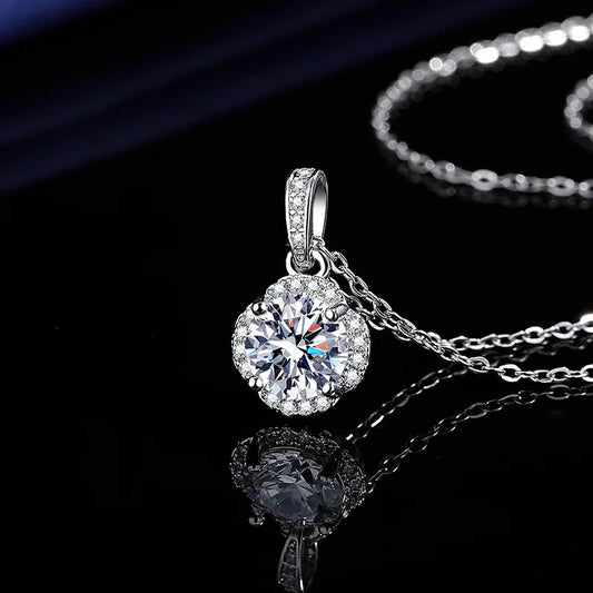 925 Sterling Silver Necklace For Women Zircom With Lab Diamond Jewelry Wedding Pendant White Gold Plated