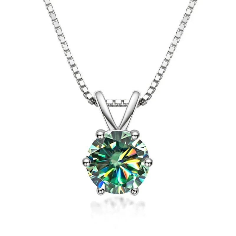 TY 1ct Moissanite Pendant Necklaces S925 Sterling Silver Solitaire Necklace Chains For Women Fine Jewellry Gifts