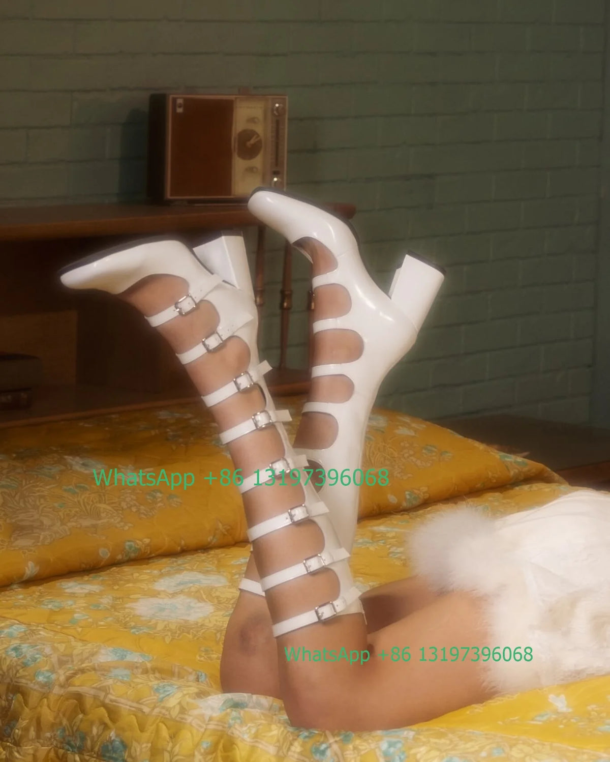 Lady buckle hollow chunky heel calf boots summer dress party solid shoes Mary Jane leather PU boots office lady shoes footwear