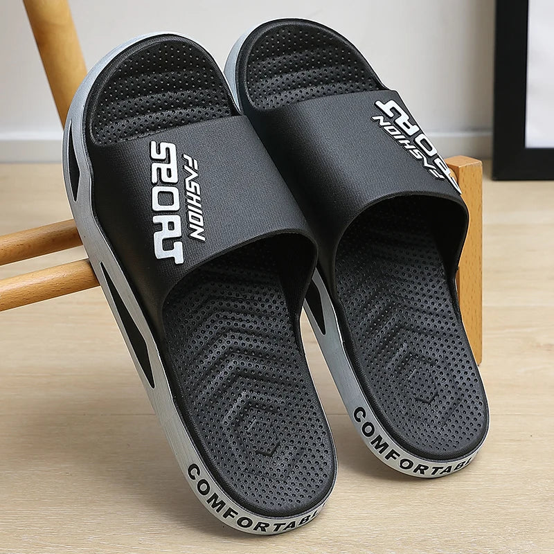 Fashion Men Summer Slippers Indoor Sport Style Thick Sole Lightweight Good Breathability Bathroom Outsdoor Beach Comfort Shoes
