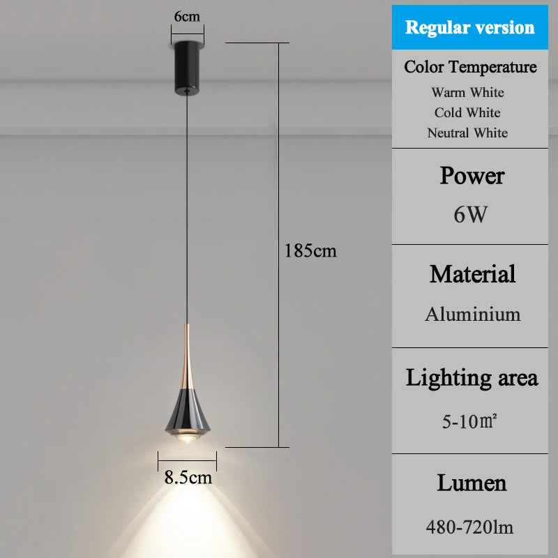 MARPOU Pendant Light 6W 3 Color Lights Adjustable Height LED Chandelier Modern Italian Design Simple Bedside Hanging Line Light