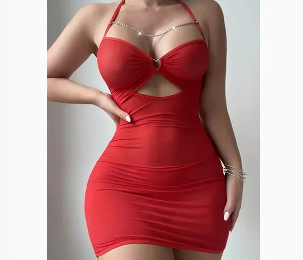 Off Shoulder Ultra Short Sexy Bras Pajamas Home Sling Dresses Night Shirts Sexi Women's Nightgown Lingerie See Through Homewear