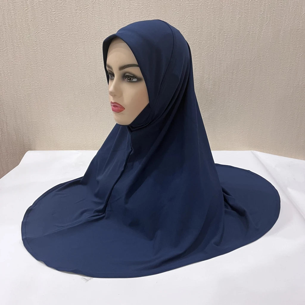 H124 Adults high quality big size muslim hijab scarf with chin part islamic headscarf hats armia pull on headwrap turban caps