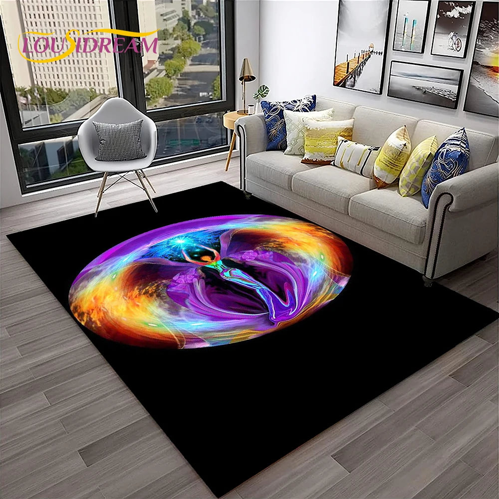 Naturalize Yoga Meditation Rainbow 7 Chakra Soft Carpet Rug for Home Living Room Bedroom Sofa Doormat Decor, Non-slip Floor Mat