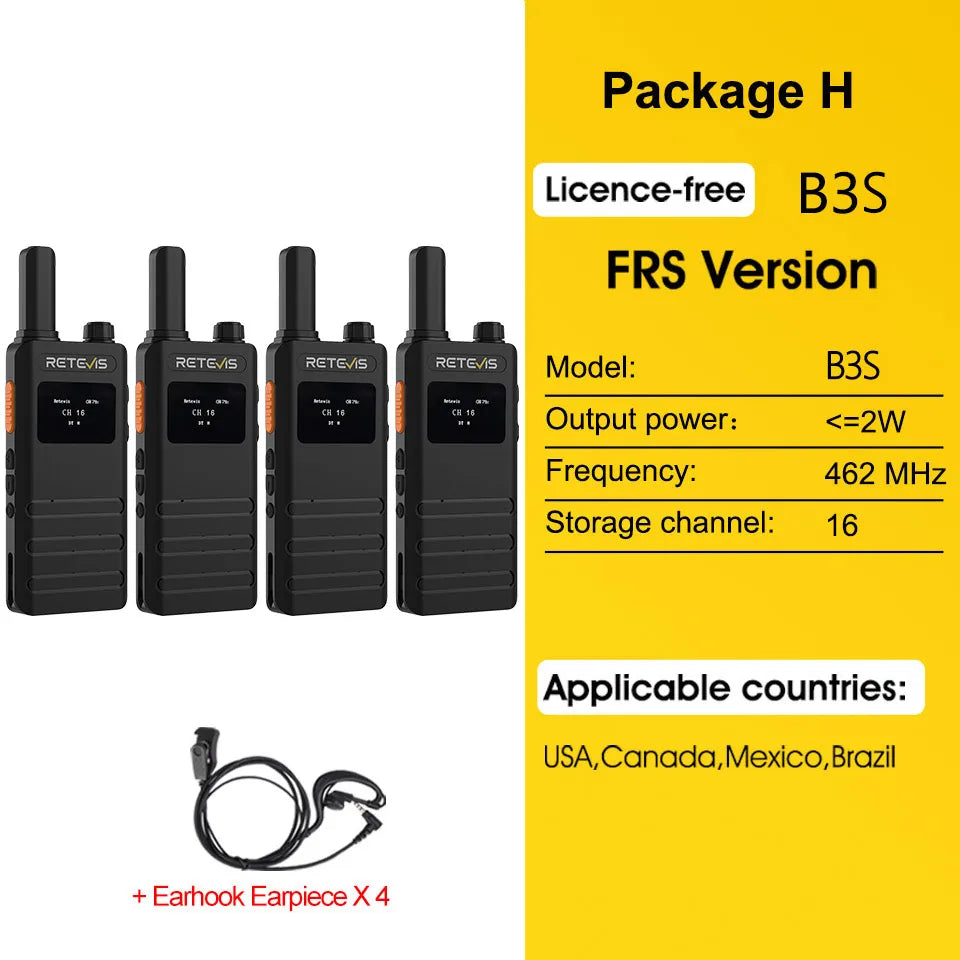 Retevis B63S(3nd Gen RT622) Walkie Talkie 2 Pcs with LCD Screen Ultra-thin, License-free, Type C, for Communication Radios