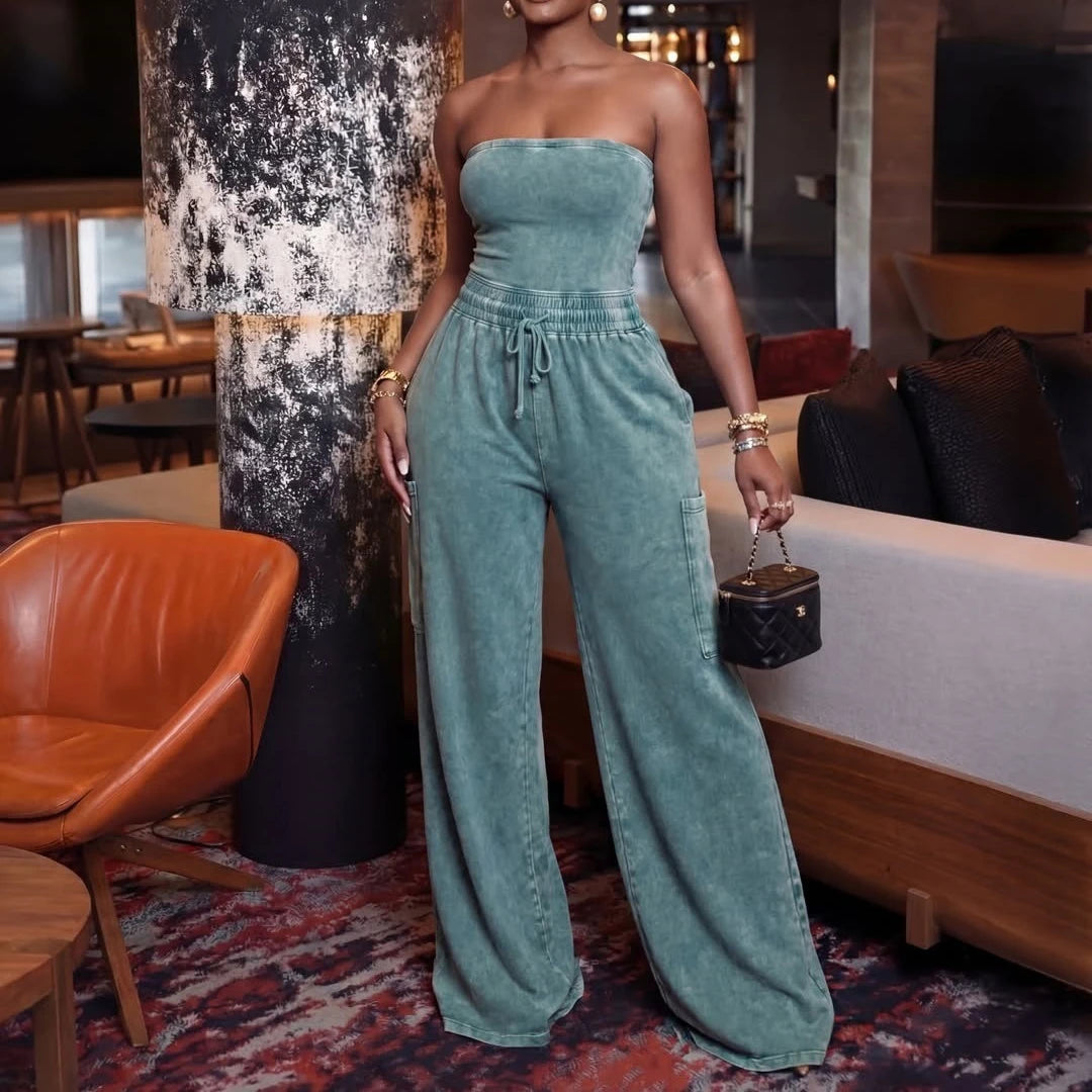 Jumpsuits Women One Piece Sleeveless Strapless Overalls Long Pants Elastic Waist Rompers Y2k Streetwear Jumpsuit Work 2026