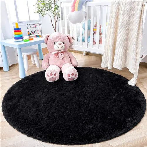 Round Fluffy Soft Area Rugs for Kids Room Princess Castle Plush Shaggy Carpet Cute Circle Nursery Rug Home Decor Circular Carpet