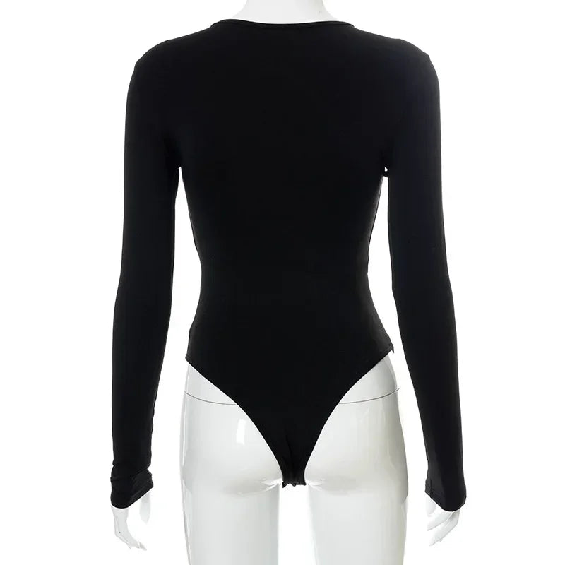 Summer New Women's Jumpsuit Solid Color Cross Hollow Long Sleeve Revealed Waist Slimming Smooths Your Silhouette