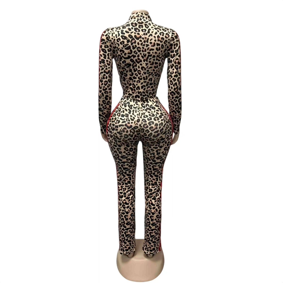 FAGADOER Women Leopard Print 3 Piece Outfit Tube Top Long Sleeve Zip Jacket High Waist Pants Sexy Y2K Clubwear Streetwear Set
