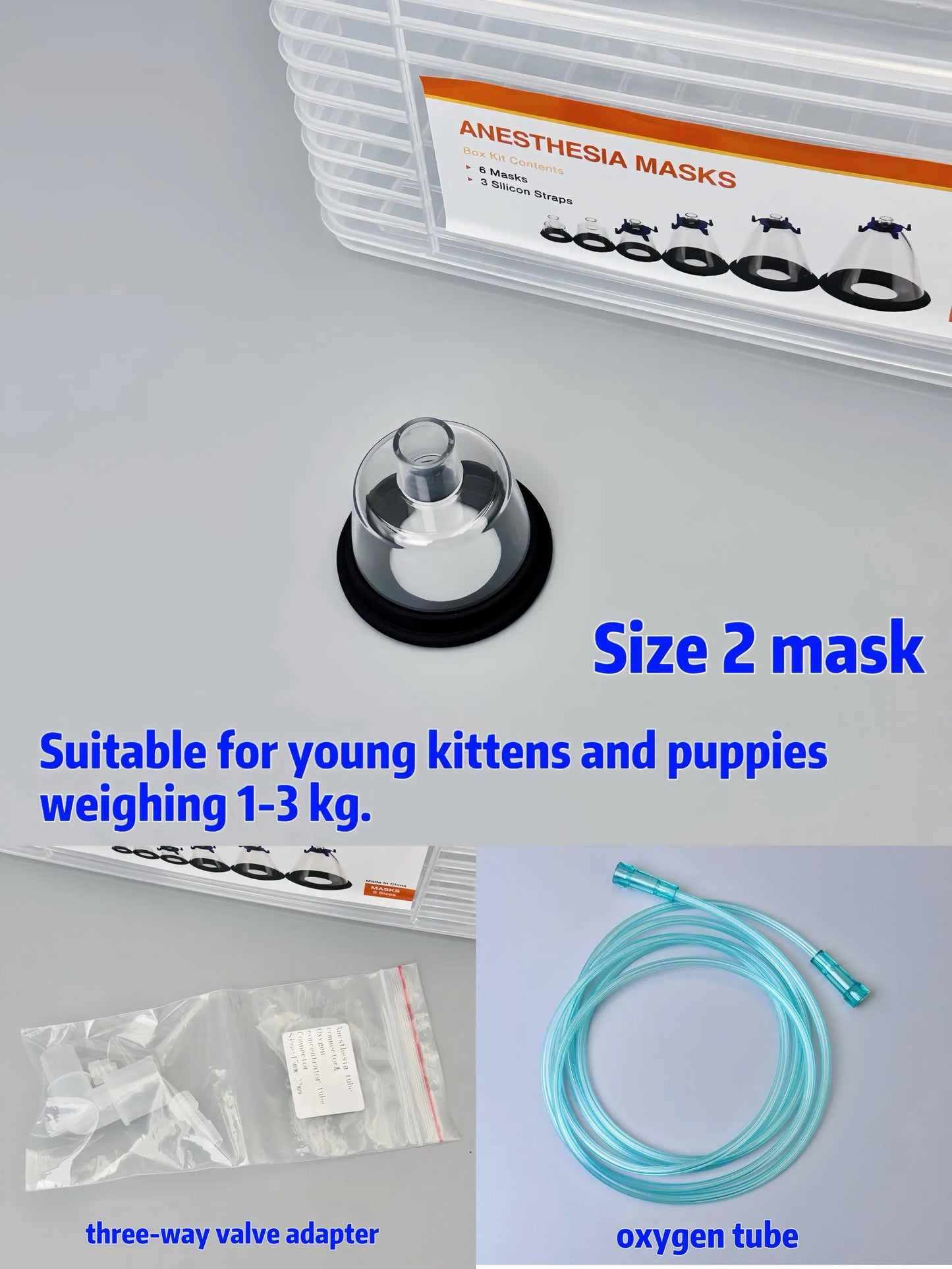 Animal anesthesia oxygen mask, universal nebulization oxygen mask for dogs and cats, animal anesthesia respiratory mask