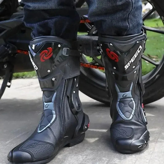 PRO-BIKER Motorcycle Boots Waterproof Racing Boots All-Season Anti-Slip Waterproof Off-Road Boots for Men Women B1008