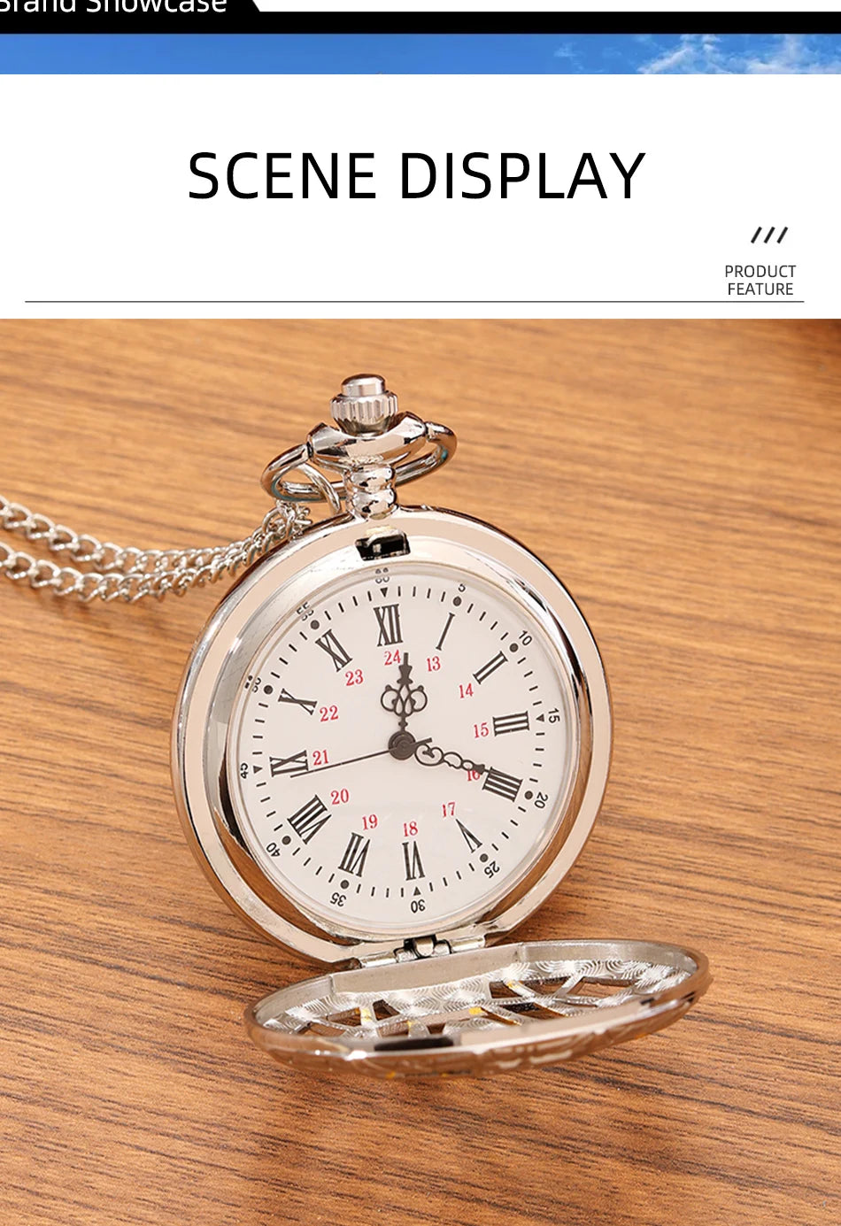 Fashion New Vintage Relief Carved And Hollowed Out Roman Flip Style Pocket Watch On Chain Pendant Clock Chain Mens Women