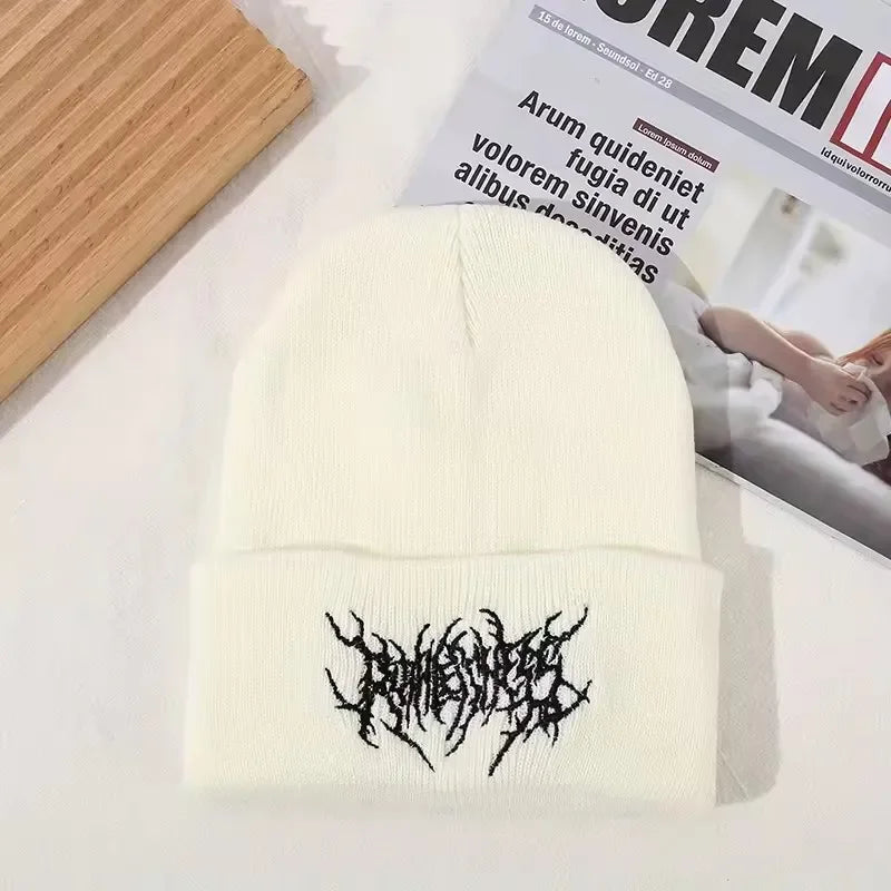 Warm Women Men Winter Beanies Hats Gothic Street Punk Knitted Bonnet Caps 100% Cotton Fashion Keep Warm Skullies Beanies Hats