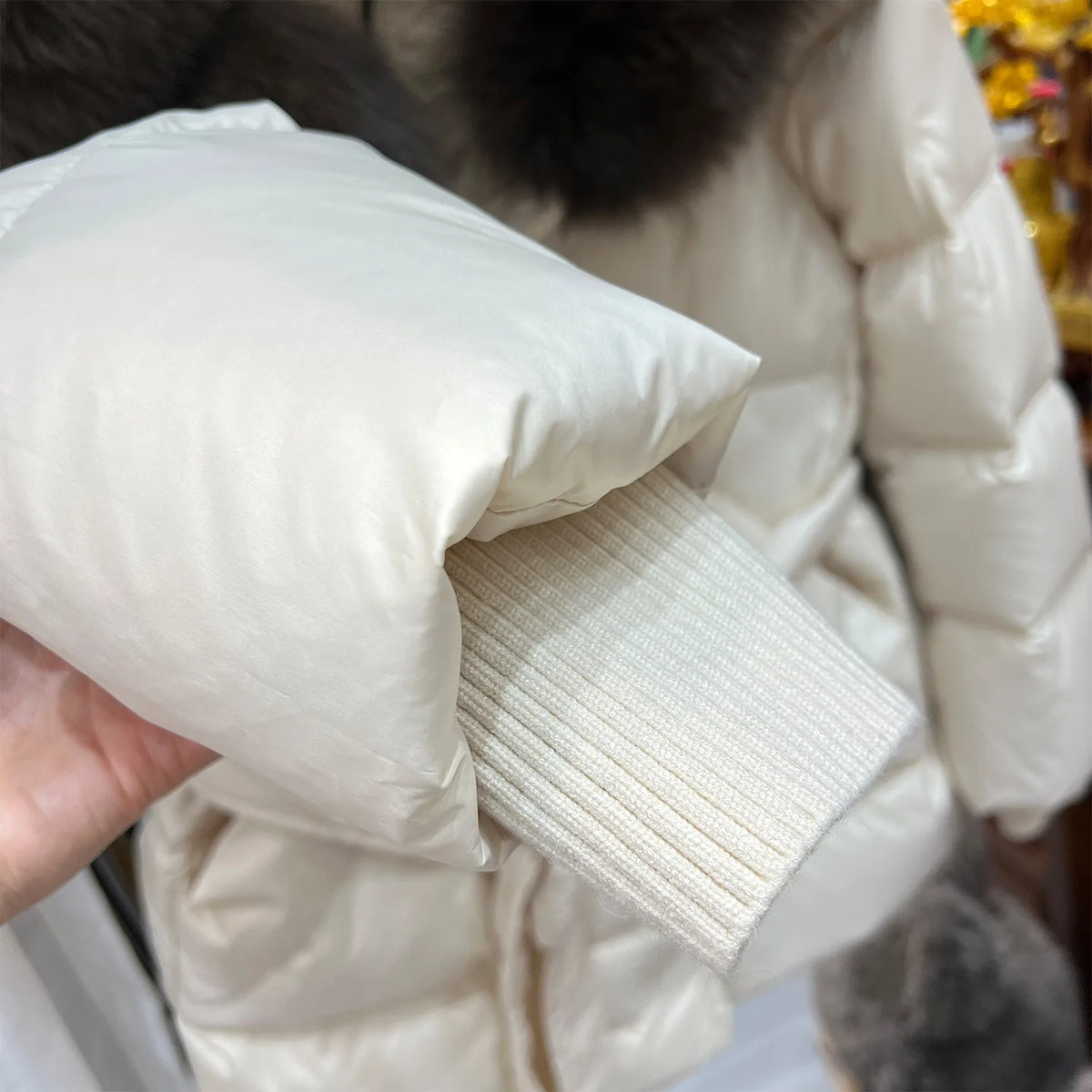 Women Winter Long Down Jacket Genuine Fox Fur Large Collar Hooded Slim Fit Waist Belt Warm Fashion Versatile Casual Winter Coat