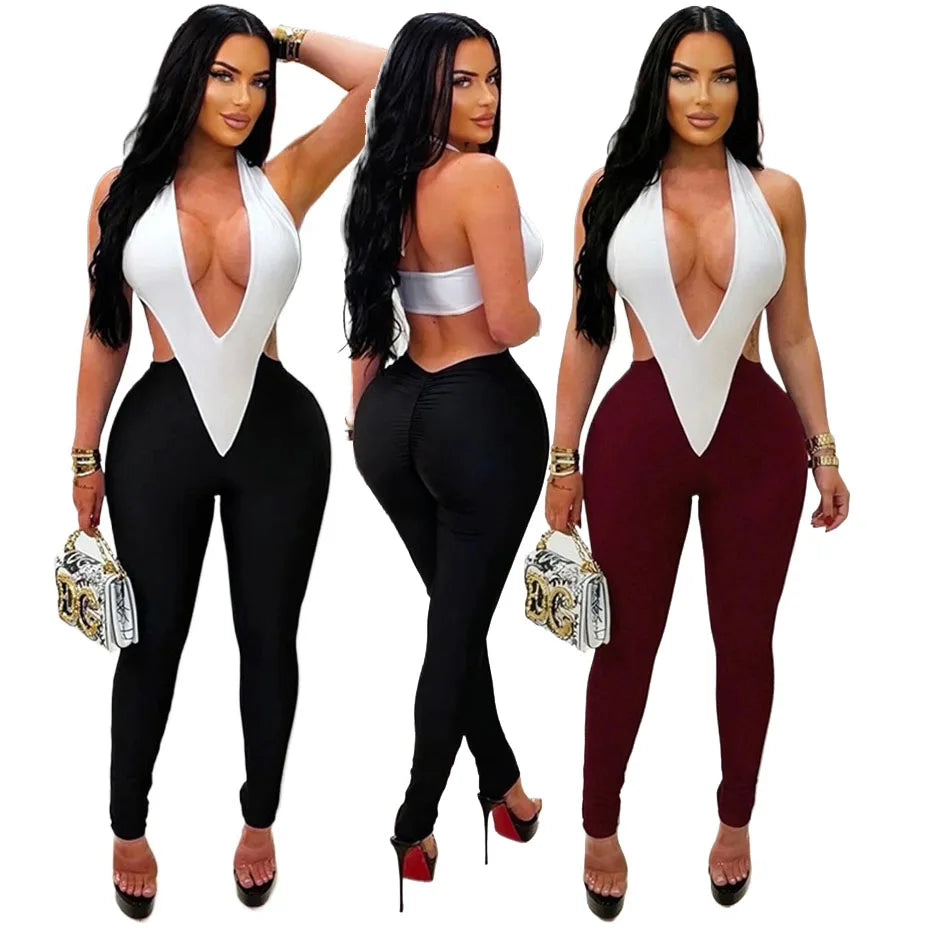 10 Wholesale Rompers Women Sleeveless Halter Lace Up Backless Jumpsuits Sexy Foot-pressing Y2k Fashion Clothing K17113
