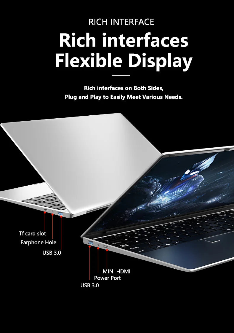 2026 15.6" Ultra Slim Laptop Intel Core I9-10980HK 32GB RAM 2TB SSD 1080P FHD Windows 11 High-Performance Portable Notebook