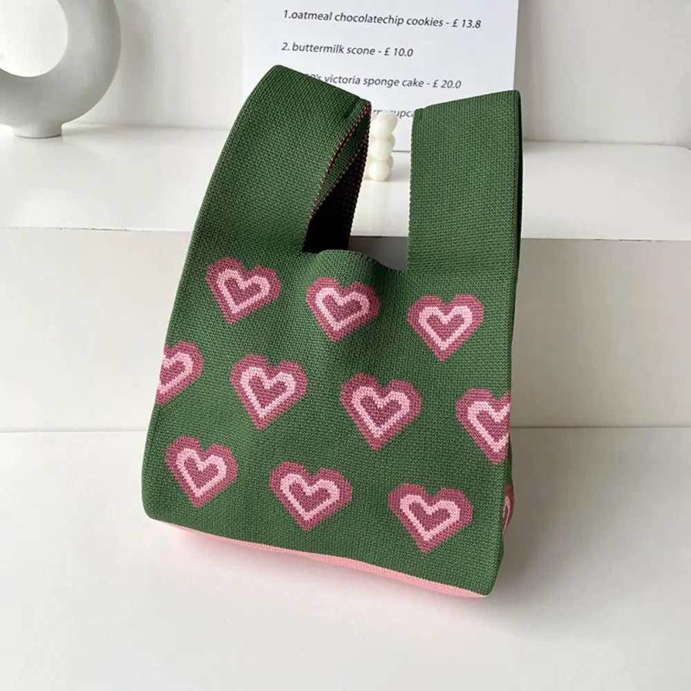 Handmade Knit Handbag Niche Design Knot Wrist Bag Reusable Mini Tote Bag Women Girls Shoulder Bag New Fashion Shopping Bags
