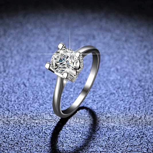 HW Letter Minimalist Ring with 1ct Moissanite PT950 Platinum - Sparkling Daily Versatile Jewelry Design