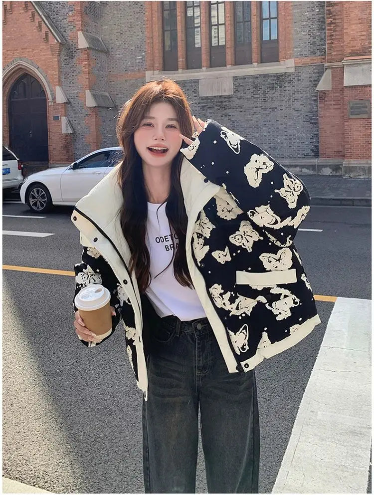 Women's Clothing High-end Plus Size Down Jacket Winter Warm New Hooded Loose White Duck Down Outerwear Quilted Pockets Coats