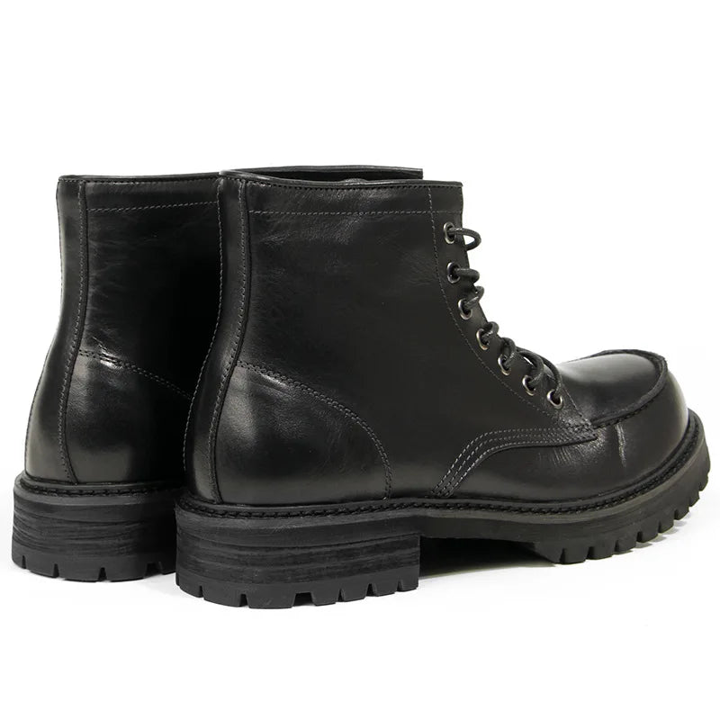 Vintage Work Boots Men's Winter High-top Leather Boots Men Mid-top Short Boots