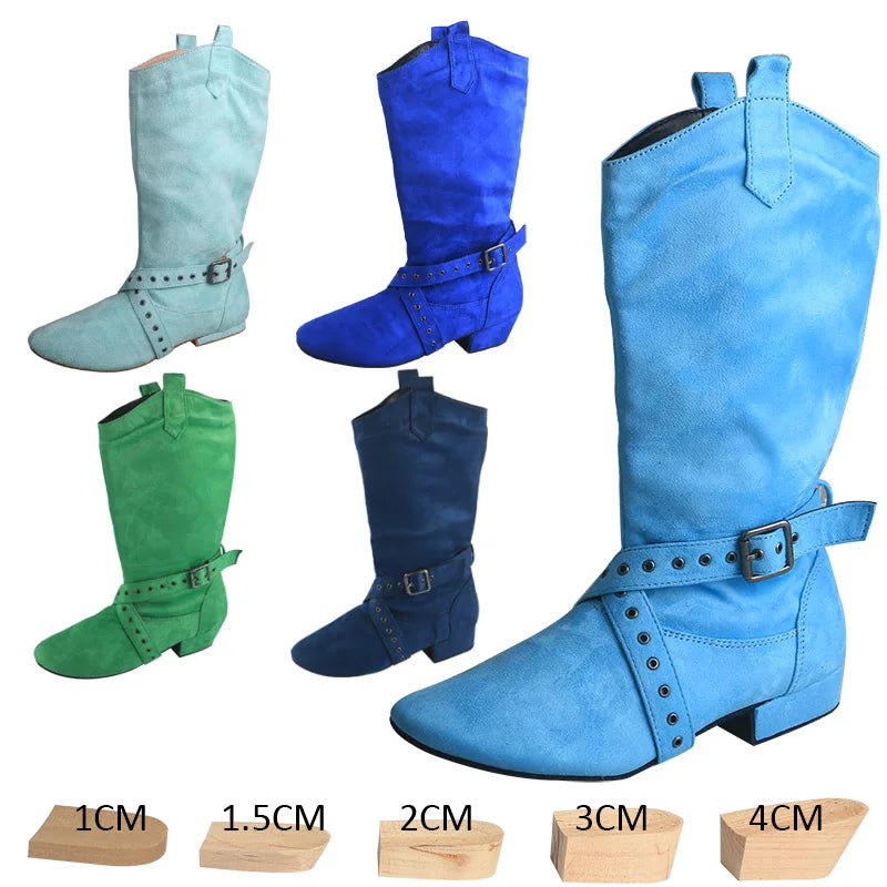 Customized Heel Practice Boots Half Boots Line Dance Boots Soft Suede Bottom Ballroom Party Dance Shoes Black Boots Dancing