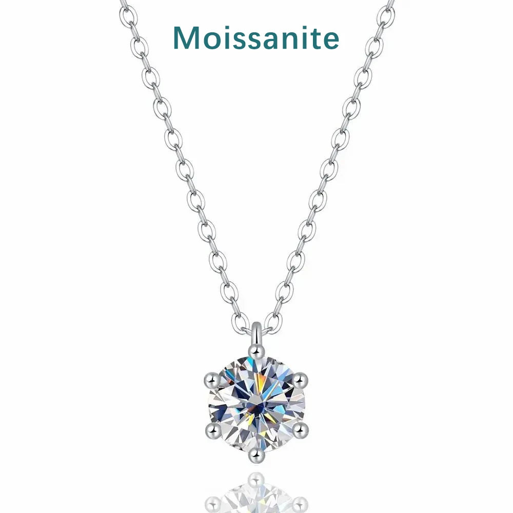 2.0ct VVS1 D Color Moissanite Necklace 925 Soild Sterling Sliver Chain with Certificate Fine Jewelry for Woman Jewelry