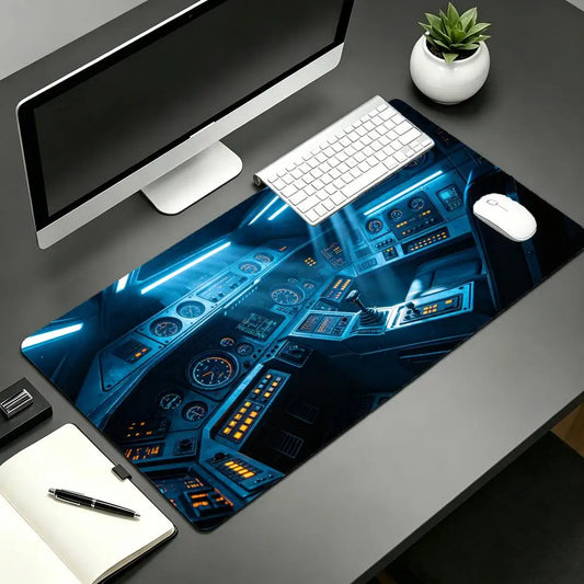 Spacecraft cockpit Mouse Pad Large Computer Office Game Table Mat Rubber Anti-slip Stitched Keyboard Mats 90x40 XXL Desk Pads