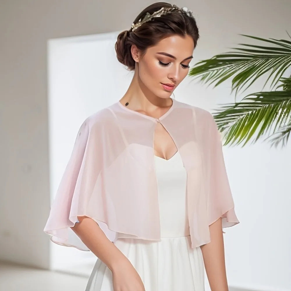 Fashion Sheer Chiffon Capelet Lightweight Design Elegant Style Soft Shawls Wedding Cape Bridesmaid Accessories