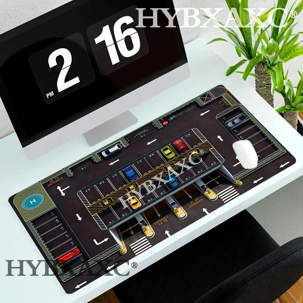 HYBXAXC Parking Lot Design Large gaming mouse pad Advanced desk mats rubber base Durable washable HD print oblong keyboard mat