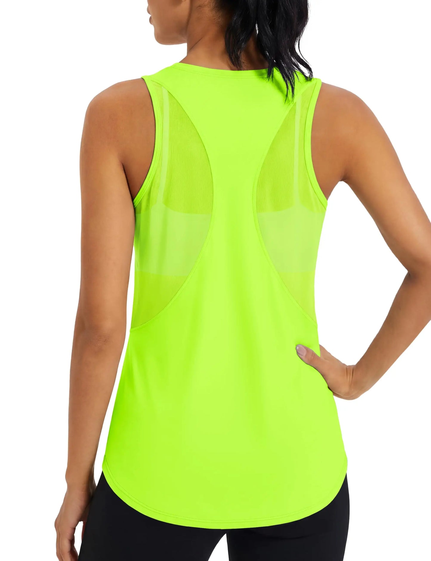 TACVASEN Womens Mesh Racerback Workout Tank Top Yoga Sleeveless Shirt High Low Curved Hem Quick Dry Breathable Athletic Vest