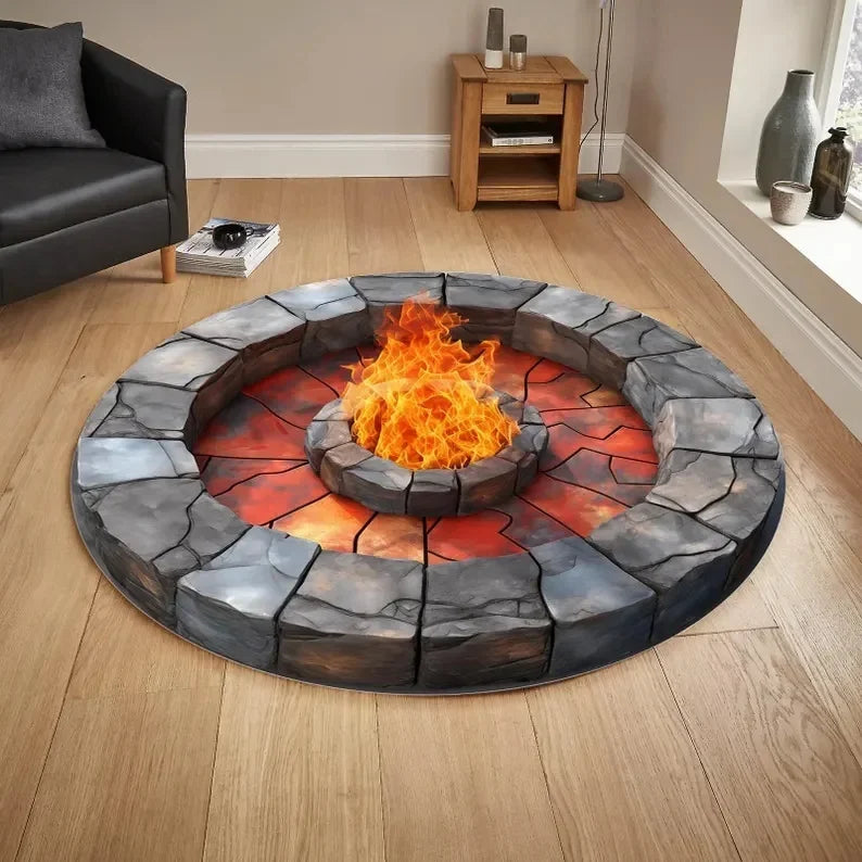 3D Illusion Masterpieces Round Rugs Big Crack and Deep Hole Designs Stunning Optical Illusion Carpets Look Crack Floor Mats