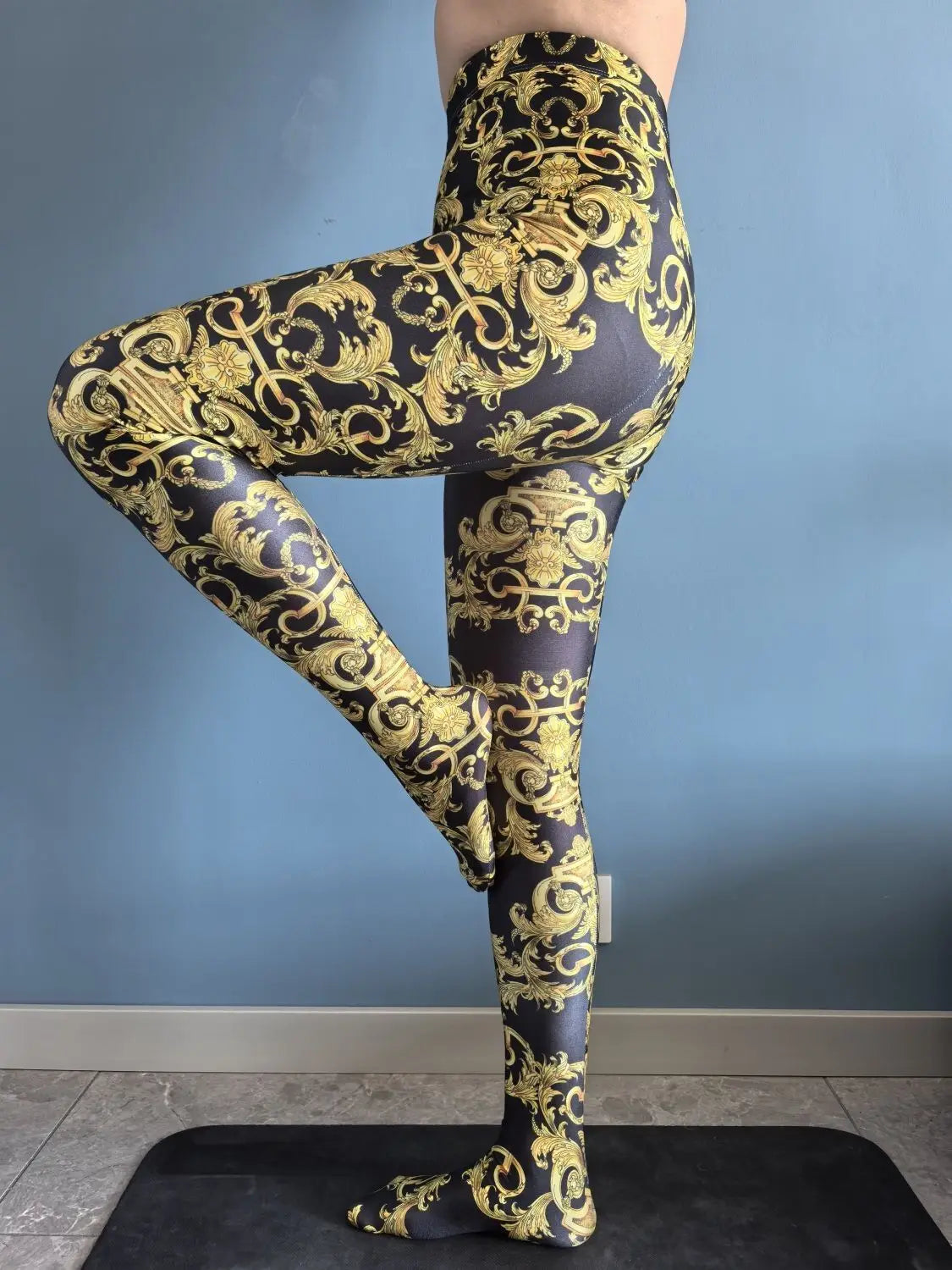 No elastic leopard print seam high waist tights yoga pants Plus size women sports tight leggings