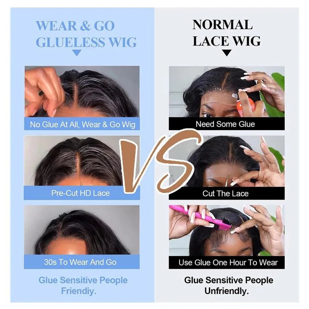 Glueless Wigs Human Hair Pre Plucked Pre Cut 6x6 Lace Closure Wear and Go Body Wave 13x4 13x6 HD Lace Frontal Human Hair Wigs