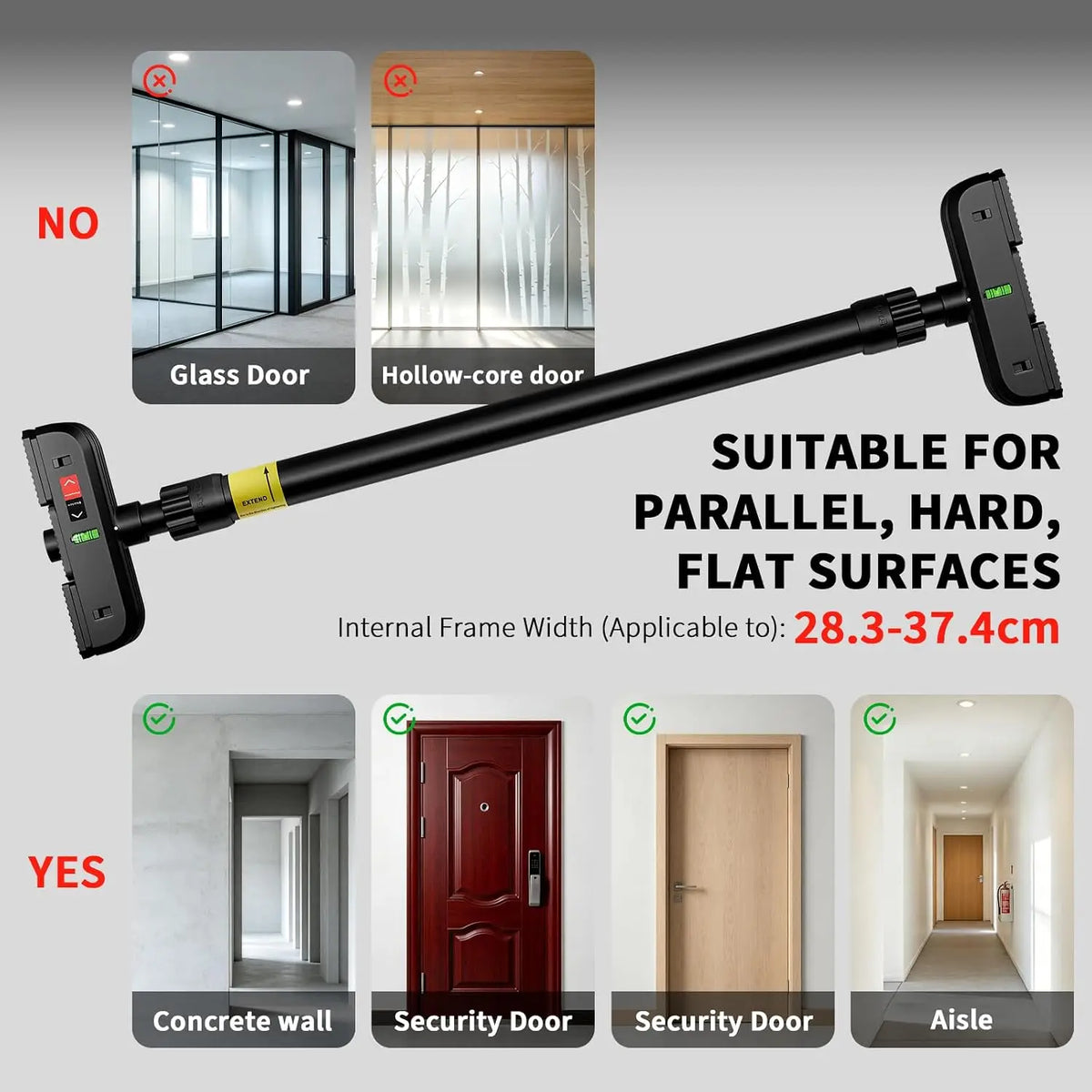 Tacleekii Heavy Duty Doorway Pull Up Bar Adjustable Width 72-95cm No-Screw Installation, Locking Mechanism, Level Meter, Anti-Slip, 440lbs Capacity – Home Gym Strength Trainer
