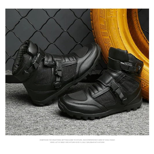 2026 New Men's Microfiber Leather Motorcycle Boots Breathable Anti-fall Anti-slip Road Racing Motorbike Shoes Rider Protective F