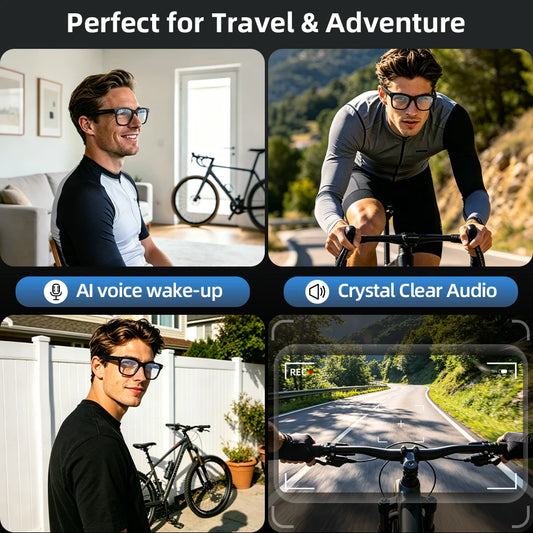 LIGE New 4K Smart Glasses 1300W HD Camera 290mAh Long Battery Life 88+Language Translation Bluetooth Call Waterproof Sunglasse