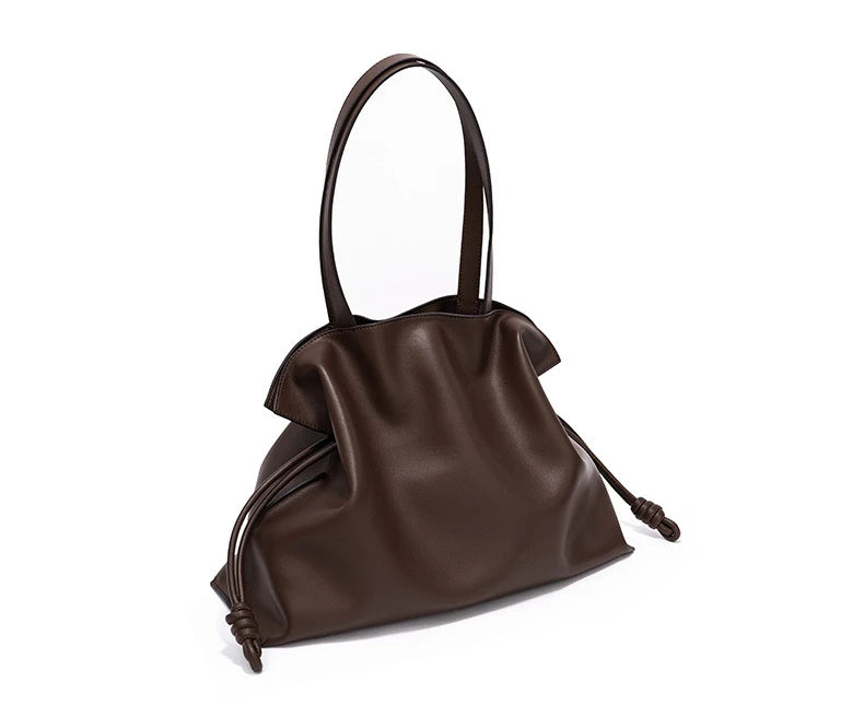 100% Genuine Leather Extra Large Shoulder Bags Women Handbag Bucket Bag Fashion Luxury Designer String Tote Tassel Clutch Bolsas
