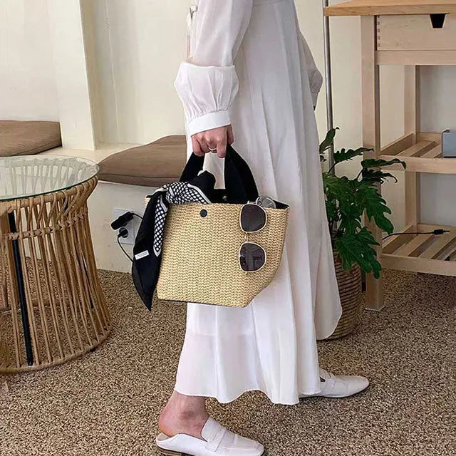 Large-Capacity Casual Relaxed Tote Bag Women One-Shoulder Hand-Carry, Linen Canvas