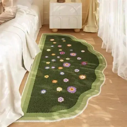 Fresh Style Green Carpet Green Moss Thicken Plush Rugs for Bedroom Bedside Irregular Non-slip Dirty Resistant Carpet Home Decor