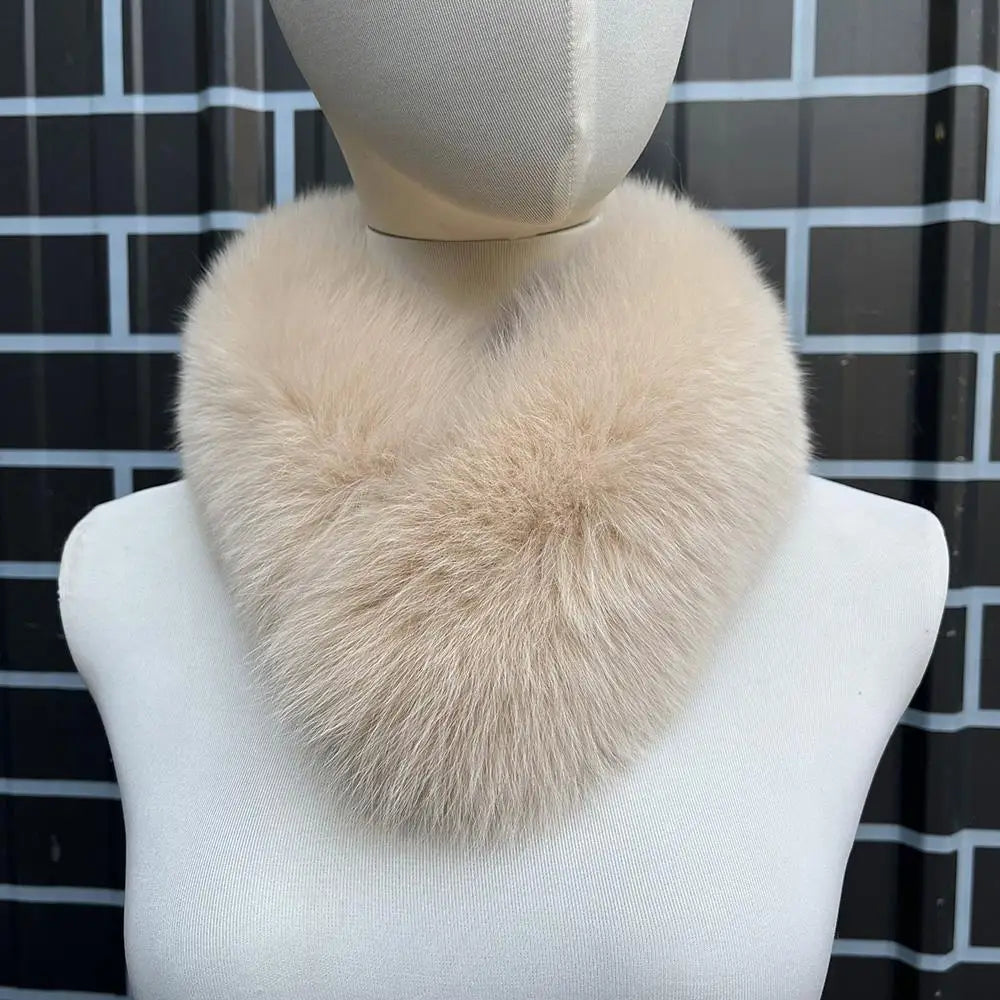 Luxury Winter Neck Warmer Fox Fur Scarf Thickened Natural Fur Collar Scarf Fluffy Fur Shawl Magnetic Buckle Real Fur Scarves