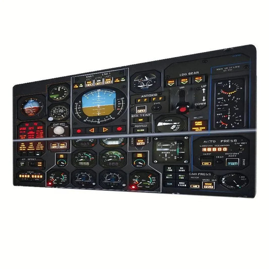 Black Art Aircraft Flight Instrument Mouse Pad Large Game Non-slip Rubber Mousepad XXL Office Decoration Pilot Computer Desk Mat