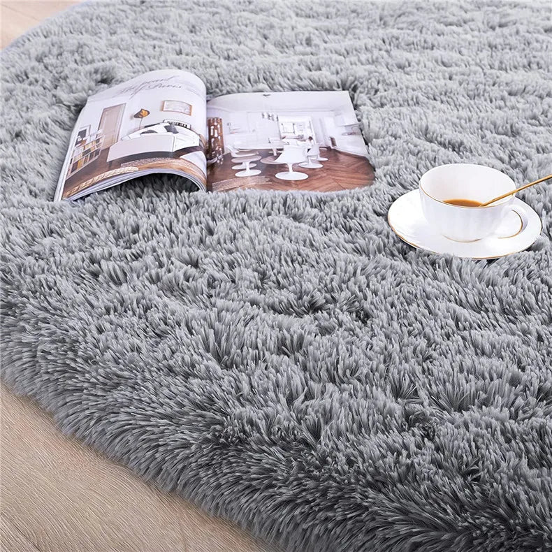 Round Fluffy Soft Area Rugs for Kids Room Princess Castle Plush Shaggy Carpet Cute Circle Nursery Rug Home Decor Circular Carpet