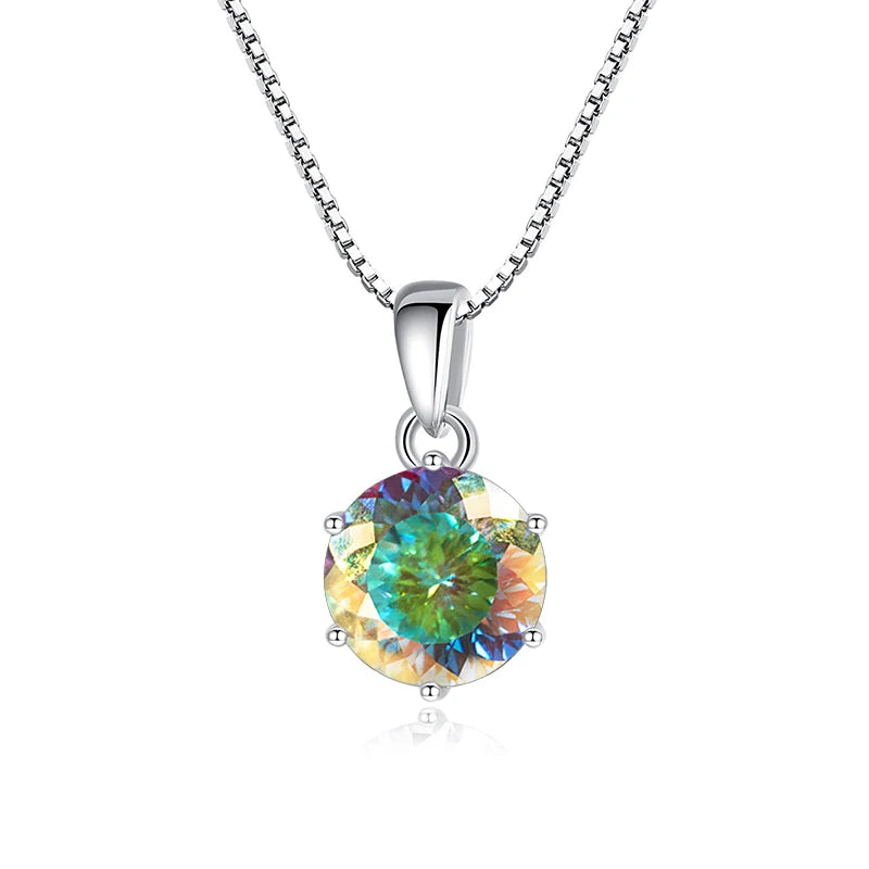 Butterflykiss 1CT 100 Faced Cut Moissanite Solitaire Drop Necklaces Gold Plated Pendant Real S925 Silver Chain Jewelry For Women